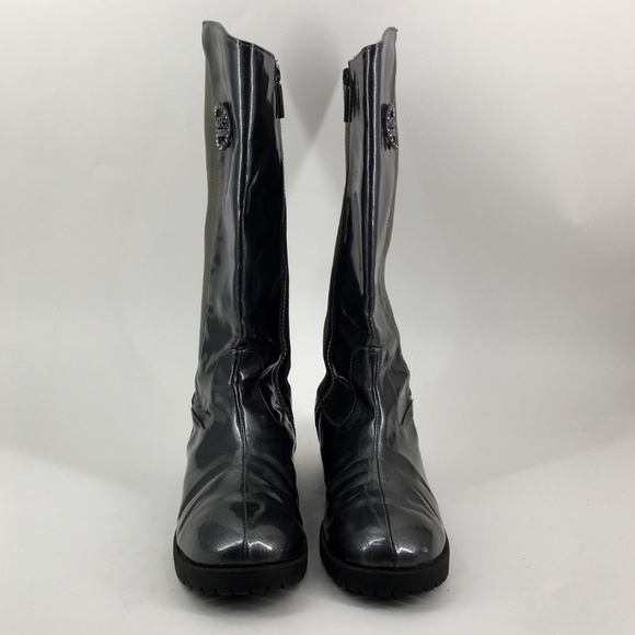 MICHAEL KORS Jorja Grey Silver Riding Boots Size 5 - Picture 2 of 8